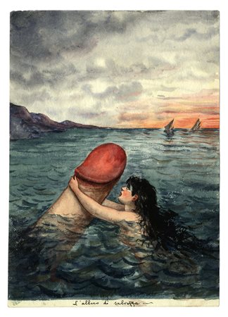 Anonimo del XX secolo, Lotto composto di 8 acquerelli, alcuni erotici. 