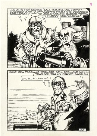 Magnus [Pseud. per Roberto Raviola], Lotto di composto 11 tavole preparatorie per Alan Ford, Dennis Cobb, Satanik e Kriminal. 