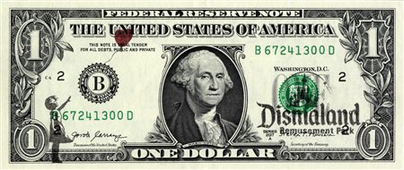 Banksy, Dismal dollar with The balloon girl. 2015.