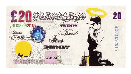 Banksy, Dismal sterling canvas. The prayer. 2015.