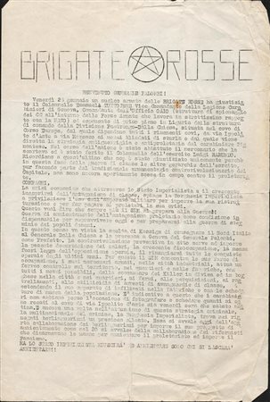 Brigate Rosse - Volantino omicidio Tuttobene