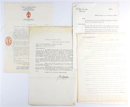 Peron, Evita  (nata María Eva Duarte Los Toldos, 7 maggio 1919 -  Buenos Aires, 26 luglio 1952) - Isabelita -  Lotto di documenti