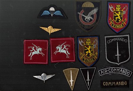 Belgio - Lotto di 11 patches e 3 brevetti da paracadutista