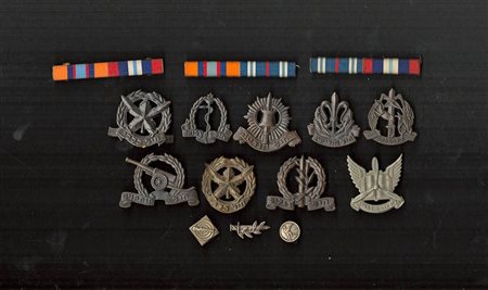 Israele - Lotto di 9 fregi, 3 distintivi e 3 barette