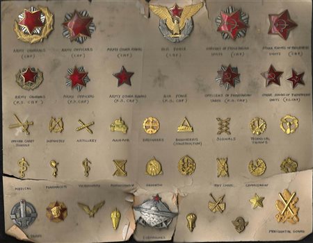 Jugoslavia - Lotto di 39 fregi e distintivi