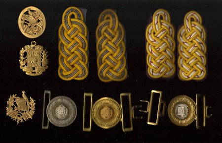 Sud America (Venezuela ed altre) - Lotto di 3 coppie di controspalline, 3 fibbie e 3 fregi 