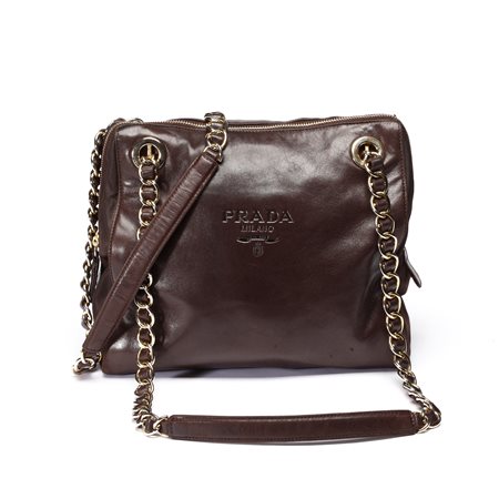  PRADA MILANO - Borsa a tracolla colore testa di moro.