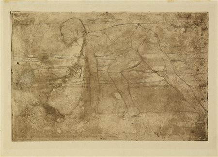 Umberto Boccioni (1882 - 1916) L'ATLETA, 1907 puntasecca, cm 15,1x23,5; su...