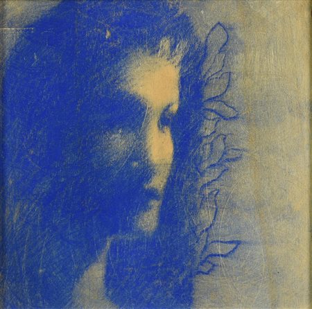 Omar Galliani (1953) OLTREMARE PER CHIARA pastello su tavola, cm 30x30 sul...