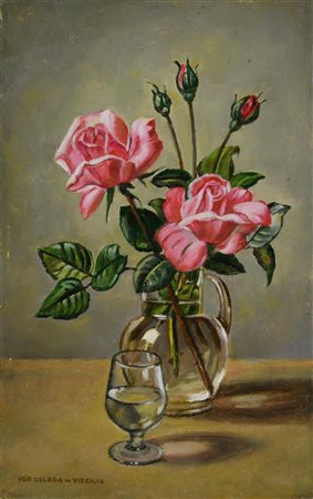 Ugo Celada da Virgilio (1895 - 1995) NATURA MORTA olio su cartone, cm 30,5x19...