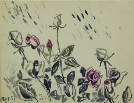 Orfeo Tamburi (1910 - 1994) ROSE, 1958 gouache su carta, cm 24x31,5 firma,...