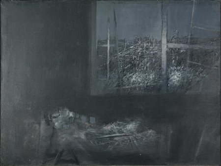 Giuseppe Banchieri (1927 - 1994) INTERNO-ESTERNO, 1961 olio su tela, cm 60x80...