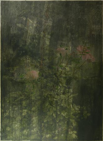 Piero Vignozzi ROSETO tecnica mista su carta applicata su tela, cm 100x70 firma