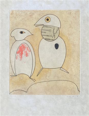 Max Ernst Oiseaux en péril, 1975;Acquatinta a col. su carta, 30,5 x 25 cm,...