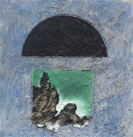 Carlo Mattioli, La scogliera, 1992;Tecnica mista su tavola, 39 x 38 cm, al...