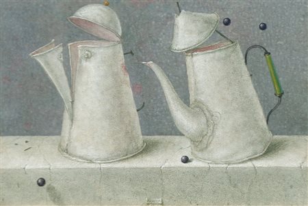 Armodio (Piacenza, 1938) Bersagli, 2005;Tempera su tavola, 24 x 34 cm...