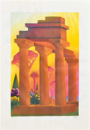 Salvo (Leonforte 1947 - Turin/Torino 2015) Tempio greco;Acquatinta, 90 x 59...
