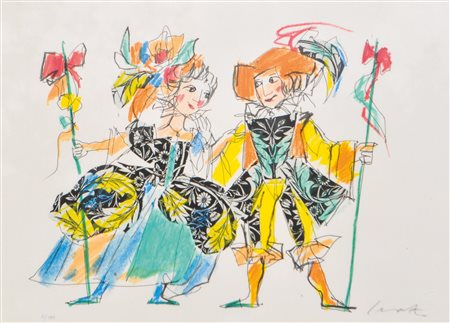 Emanuele Luzzati La finta giardiniera, 1992;Serigrafia a col. su carta, 25 x...