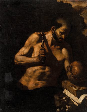 Maestro dell’Annuncio ai Pastori San Domenico Penitente, Metà XVII Sec.,;Olio...