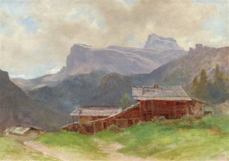 Karl Vinzenz Moser (Bozen/Bolzano 1819 - 1882) Malga nelle Dolomiti, 1860/70...