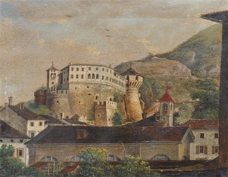Josef Malfèr (1831 - 1907) Castello di Rovereto, 1850;Olio su carta su...