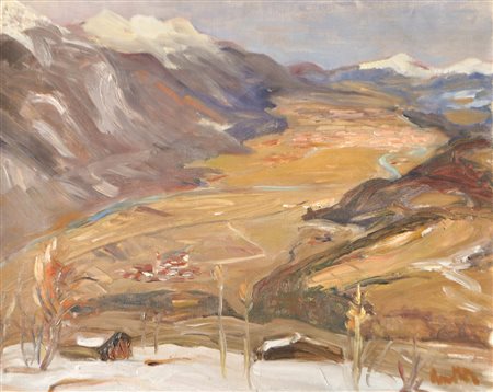 Josef Arnold (Innsbruck 1891 - 1967) Vista sulla Valle dell’Inn in Tirolo in...