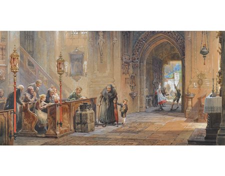 Georg Janny (Wien/Vienna 1864 - 1935) Inizio della santa messa,...