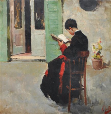 Vincenzo Irolli (Neapel/Napoli 1860 - 1949) Seminarista in lettura;Olio su...