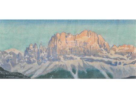 Carl Moser (Bozen/Bolzano 1873 - 1939) Catinaccio, 1920;Xilografia a colori,...