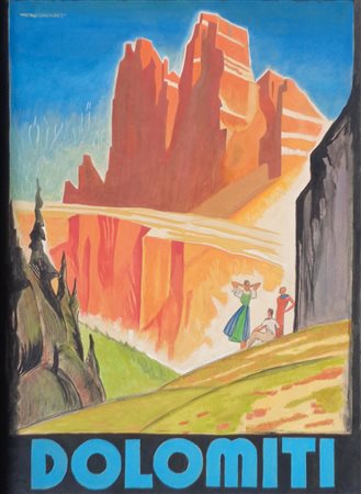 Franz Lenhart (Bad Häring 1898 - Meran/Merano 1992) Bozzetto "Dolomiti", Anni...
