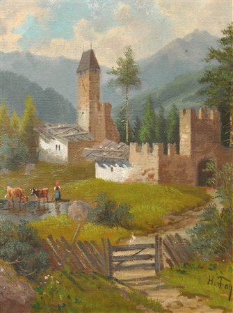 Heinrich Fahr (München 1845 - Innsbruck 1906) Rovina Strassberg presso Colle...