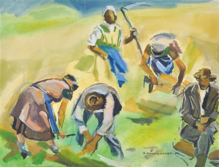 Siegfried Pörnbacher (Olang/Valdaora 1914 - Bruneck/Brunico 2006) Mietitori,...