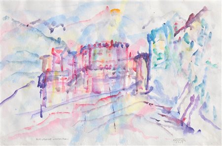 Joseph Brunner Castel Lichtenberg, 1989;Acquerello, 40 x 55 cm ca., in...