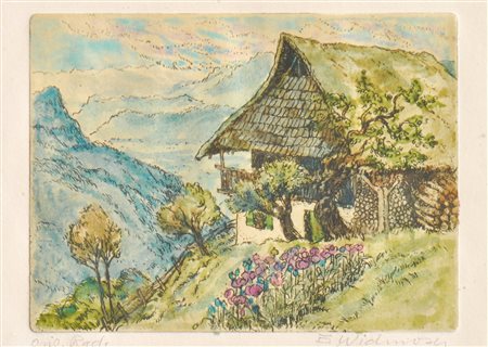 Elfi Widmoser Maso;Acquaforte colorata, 11,2 x 15 cm (lastra), in cornice...