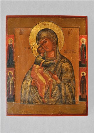 Anonym/anonimo Icona "Madonna con bambino", prob. XIX sec.;Tempera su...