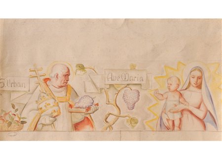 Albert Stolz (Bozen/Bolzano 1875 - 1947) San Urbano e Madonna con...