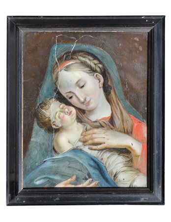 Anonym/anonimo Pittura dietro vetro "Madonna mit Kind", XVIII/XIX sec.;39 x...