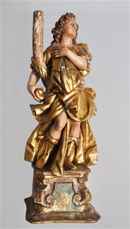 Anonym/Anonimo Coppia Candelieri a figura di angelo;in legno dipinto, h. 77...