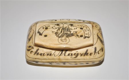 Anonym/anonimo Tabacchiera "Johann Mayrhofer" - XIX Sec.;lavoro in corno di...