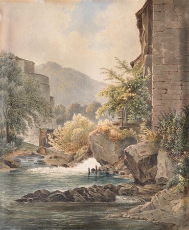 Maler um 1859/Pittore del 1859 ca. Mulino in Italia, 1859;Acquerello, 35,5 x...