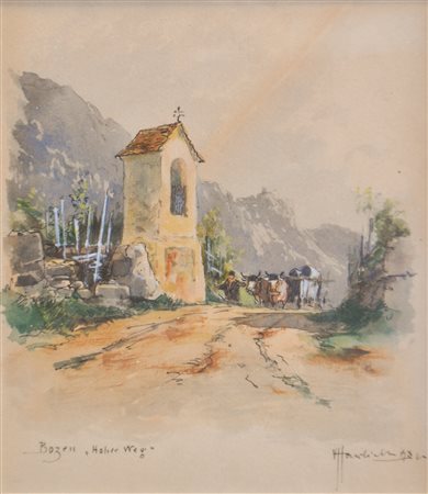 Vinzenz Hawlicek (Wien/Vienna 1864 - 1915) Sentiero Hoher Weg presso Bolzano,...