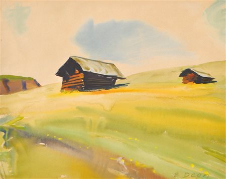 Ernst Degn (Schärding 1904 - Innsbruck 1990) Paesaggio alpestre in...