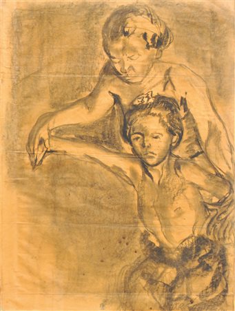 Otto Rudolf Schatz Donna con bambino, 1931;Carboncino, 84 x 63,5 cm, in...