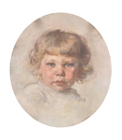 Ignaz Stolz (Bozen/Bolzano 1868 - Lana 1953) Ritratto di fanciullo;Olio su...