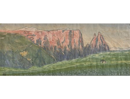 Anton Theodor Röggla Sciliar;Xilografia a colori, 17 x 44 cm