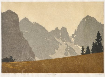 Franz Helmer (Lienz 1909 - Innsbruck 1990) Gruppo Kalkkögel nelle Alpi dello...
