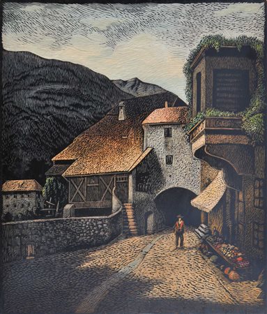 C. Noisternigg Porta Venosta a Merano, 1999;Legno, 40 x 30 cm Firma e data