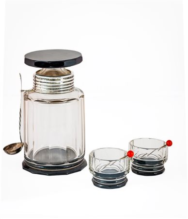 Servito da ciliegie sotto spirito in vetro molato e argento