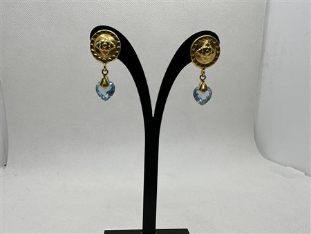 ORECCHINI IN ORO 18K PENDENTI CELESTI A CUORE GR. 4,3 - AU2