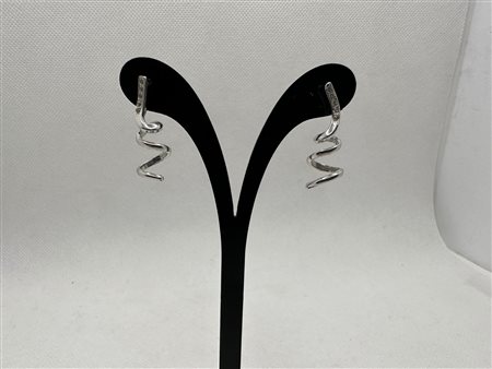 ORECCHINI IN ORO 18K BIANCO A SPIRALE GRAMMI 4,3 - AU9